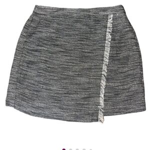 LOFT Women's Black and White Textured Fringe Skirt